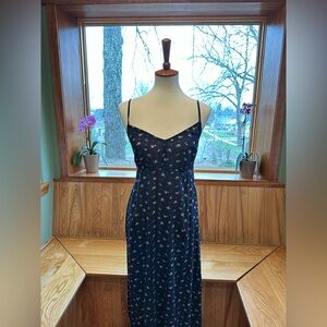 American Eagle Navy Floral Spaghetti Strap Midi Dress L NWOT